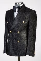 Sparkling Black Shawl Lapel Double-Breasted Men¡¯s Suit