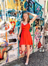 A-Line/Princess Cowl Neck Spaghetti Straps Sleeveless Chiffon Short/Mini Homecoming Dresses