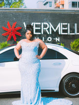 Elegant Blue Strapless Sleeveless Mermaid Prom Dresses Sheath Long With Gem