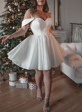 A-Line Off-The-Shoulder Knee-Length Sequined Homecoming Dresses
