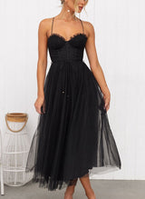 A-Line Sweetheart Sleeveless Tea-Length Tulle Homecoming Dresses