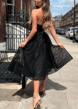 Strapless A-Line Lace Knee-Length Homecoming Dresses