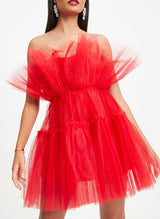 A-Line Strapless Sleeveless Short/Mini Tulle Homecoming Dresses