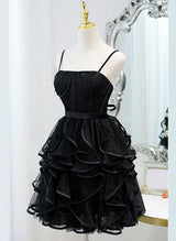 Square Neckline Short/Mini Tulle Homecoming Dresses With Cascading Ruffles