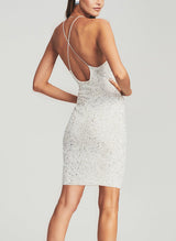 Sheath/Column Cowl Neck Short/Mini Sequined Homecoming Dresses