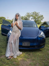 Dazzling V-Neck Sleeveless Mermaid Prom Dresses Floor Length With Gem