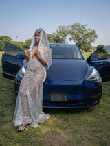 Dazzling V-Neck Sleeveless Mermaid Prom Dresses Floor Length With Gem