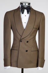 Golden Brown Formal Suit with Black Sash for Wedding