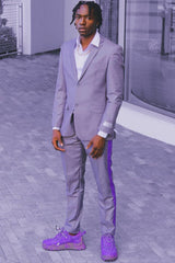 Purple Notched Lapel Bespoke Prom Suit