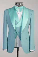 Mint Peaked Lapel 3-Piece Prom Suit