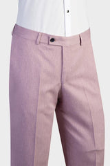 Stylish Rose Pink Shawl Lapel Business Suit with Sash for Prom