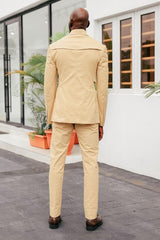 Apricot Turn-Down Collar Prom Suit with Flaps