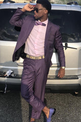 Dark Purple Peaked Lapel Two-Button Men¡¯s Prom Suit