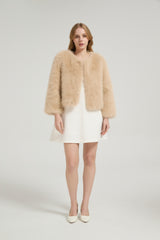 Timeless Faux Fur Long Sleeves Short Jacket Winter Wedding Shawl