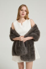 Classic Faux Fur Sleeveless Wedding Wraps Rectangle Bridal Cover