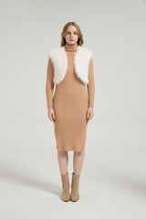 Chic Faux Fur Sleeveless Short Jacket Wedding Shawl