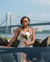 Charming Sweetheart Strapless Sleeveless Mermaid Prom Dresses Floor Length Gem With High Split-Ballbella