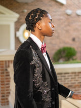 Latest Black 2 Pieces One Button Prom Men Suit Shawl Collar With Beads-Ballbella