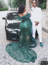 Romantic Emerald Green Strapless Sleeveless Mermaid Prom Dresses Sheath Long With Lace-Up Back-Ballbella