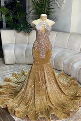 Silver Beaded Sequin Court Train Sleeveless Prom Dresses