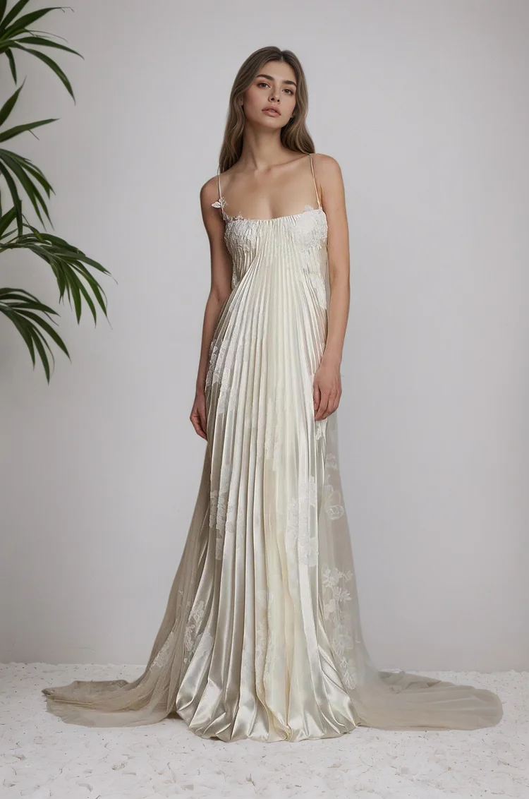 Summer Boho Pleats Straps Sleeveless Floor Length Evening Bridesmaid Dresses