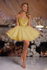 Gorgeous A-Line Satin Strapless Homecoming Dress Sleeveless Mini With Beads