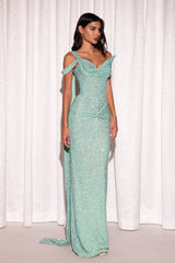 Dazzling Asymmetrical One Shoulder Mermaid Prom Dresses Sleeveless Sequins With Ribbon Pleats