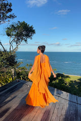 Charming Orange Strapless Sleeveless Chiffon Prom Dress A-Line With Zipper Pleats