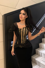 Elegant Black Off-The-Shoulder Mermaid Lace Prom Dresses Sheath Long With Zipper