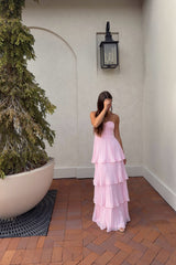 Timeless Pink Sweetheart Strapless Sleeveless Prom Dresses Long With Pleats