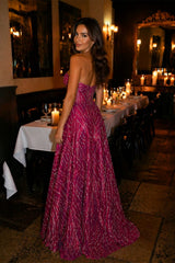 Stunning Fuchsia Sweetheart Strapless Sleeveless A-Line Prom Dresses Gem With Zipper