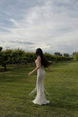Timeless Sweetheart Spaghetti-Straps Sleeveless Mermaid Prom Dresses Sheath With Zipper