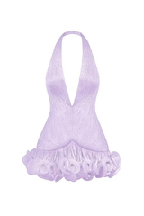 Pretty Lilac Halter V-Neck Homecoming Dresses Mini With Zipper
