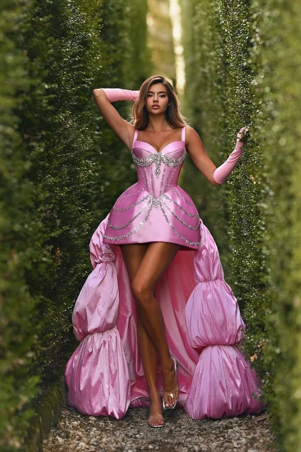 gem homecoming dresses Alyce Lace-Up Short Sequin Homecoming Dress 4841 Black/Barbie Pink / 000