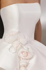 Elegant Strapless Sleeveless Satin Homecoming Dresses Mini With Zipper