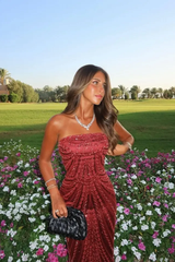 Chic Burgundy Strapless Sleeveless Mermaid Prom Dresses Sheath With Beads Zipper