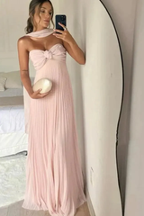 Pretty Sweetheart Strapless Sleeveless Prom Dresses Floor Length Pleats With Lace-Up Back