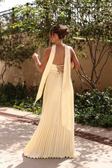 Graceful Daffodil Strapless Sleeveless Prom Dresses Floor Length With Lace-Up Back