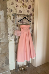 Charming Dusty Rose Strapless Sleeveless Satin A-Line With Zipper Pleats