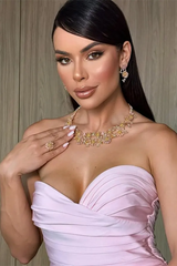 Elegant Pink Sweetheart Strapless Sleeveless Satin Mermaid Prom Dresses Column With Zipper