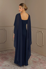 Glamorous Navy Blue Mermaid Satin Prom Dresses Column Floor Length With Zipper