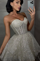 Dazzling Sweetheart Strapless Sleeveless Homecoming Dresses Mini With Pleats