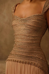 Timeless Dusty Rose Straps Sleeveless Chiffon Prom Dresses Floor Length With Pleats