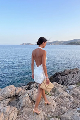 Dazzling White Halter Sleeveless Mini Backless Homecoming Dresses