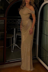 Charming off The Shoulder Mermaid Prom Dresses Floor Length With Zipper Pleats
