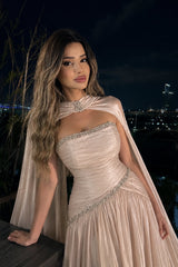 Luxurious Strapless Sleeveless A-Line Prom Dresses Floor Length Gem With Pleats