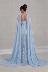 Pretty Dusty Blue Strapless Sleeveless Mermaid Prom Dresses Floor Length With Zipper
