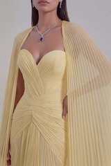 Timeless Daffodil Sweetheart Strapless Sleeveless Mermaid Prom Dresses Floor Length With Zipper Pleats