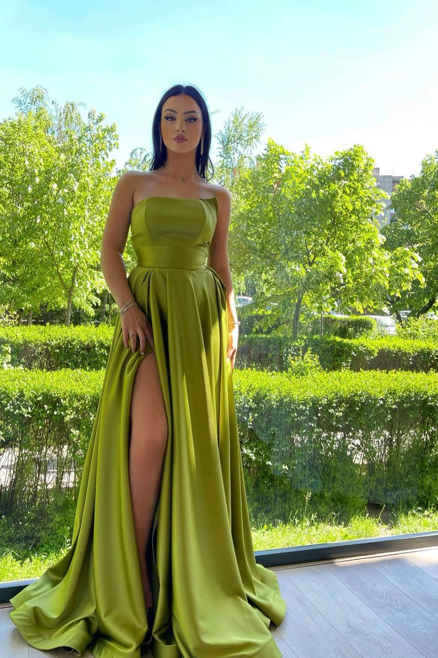 A-line Asymmetrical High Split Floor-length Sleeveless Open Back Prom Dress A-line Asymmetrical High Split Floor-length Sleeveless Open Back Prom Dress