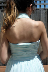 A-line Halt Sweetheart Knee Length Backless Chiffon Prom Dress-Ballbella